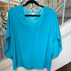 Blue Dolman Sleeve Blouse Relaxed Fit